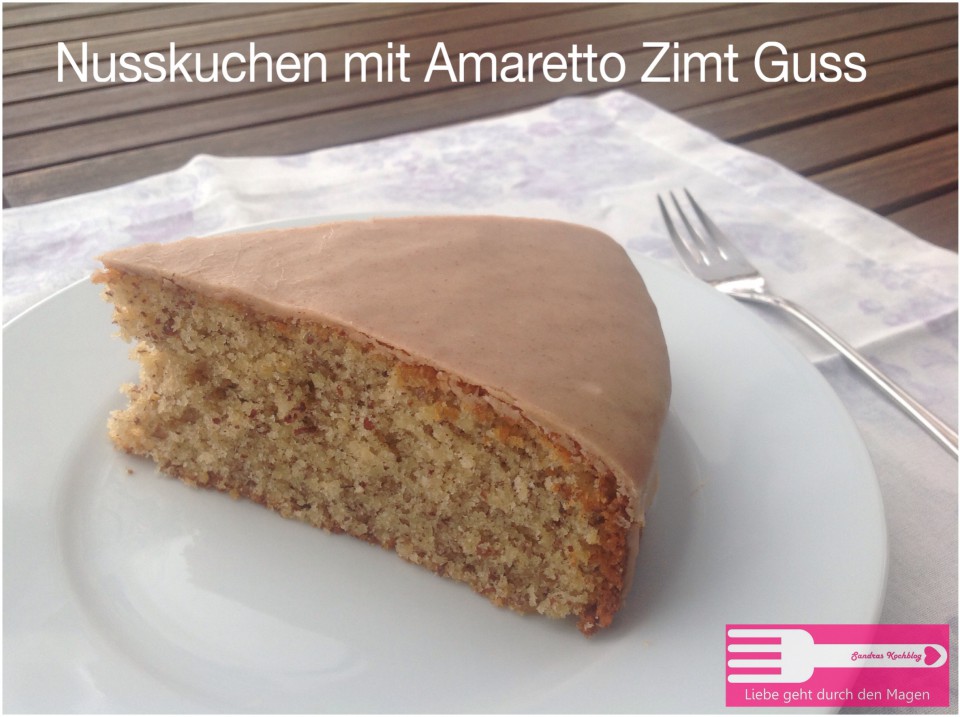 Nusskuchen mit Amaretto Zimt Guss - Sandras Kochblog